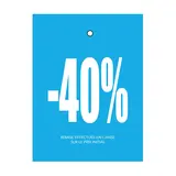 Etiquette à trou -40% bleu/blanc 50x70mm carton 200g - Lot de 250 - Etiquette Soldes - Étiquettes Soldes