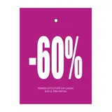 Etiquette à trou -60% bleu/blanc 50x70mm carton 200g - Lot de 250 - Etiquette Soldes - Étiquettes Soldes