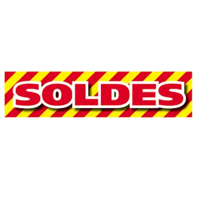 Affiche Soldes rouge / jaune 80 x 20 cm - Affiches Soldes, Panneau soldes