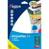 Étiquettes adhésives blanches multi-usages Apli Agipa 210x148mm (Format A5) - Paquet de 16 - Étiquettes adhésives neutres