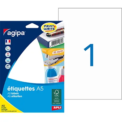 Étiquettes adhésives blanches multi-usages Apli Agipa 210x148mm (Format A5) - Paquet de 16 - Étiquettes adhésives neutres-2
