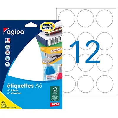 Gommettes rondes adhésives blanches Ø 45mm - Paquet de 192 - Étiquettes adhésives neutres-2