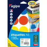 Gommettes rondes adhésives Ø 45mm - 4 couleurs assorties - Paquet de 84 - Pastilles adhésives, Gommettes autocollantes