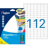 Mini-étiquettes adhésives blanches Apli Agipa 12x18,3mm - Planche A5 - Paquet de 1792 - Étiquettes adhésives neutres