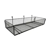 Corbeille fil métal pour grille d’exposition 80 x 26 x 13 cm - Panier fil pour grille - Noir - Tablettes, Corbeilles et Porte visuels pour grilles