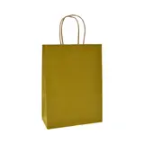Sac kraft jaune foncé poignées torsadées brunes 16x8x22cm – Paquet de 100 - Sacs kraft couleur poignées torsadées