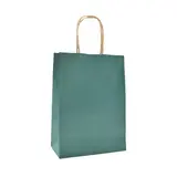 Sac kraft bleu canard poignées torsadées brunes 16x8x22cm – Paquet de 100 - Sacs kraft couleur poignées torsadées