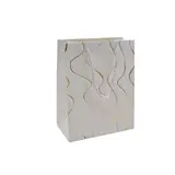 Sacs pelliculés blancs embossés vagues or poignées cordelette 12+7x15 cm 210g/m² – Paquet de 20 - Sacs pelliculés à motifs