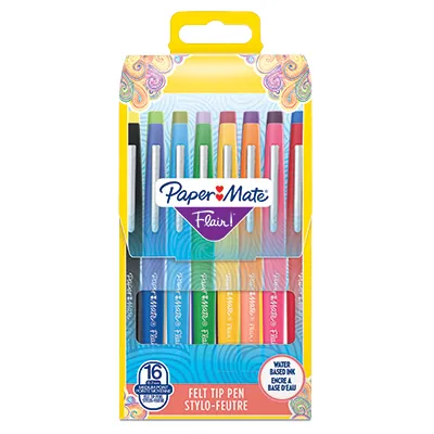 Pochette 16 Stylos feutres Paper Mate Flair pointe moyenne 0,7 mm - Feutres coloriage - Stylos feutres-2