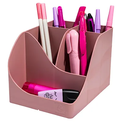 Pot à crayons Pen-Wave Skandi vieux rose 16 × 12 × 11 cm - 5 compartiments - Stylos billes-5