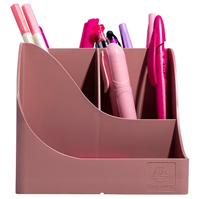 Pot à crayons Pen-Wave Skandi vieux rose 16 × 12 × 11 cm - 5 compartiments - Stylos billes-8