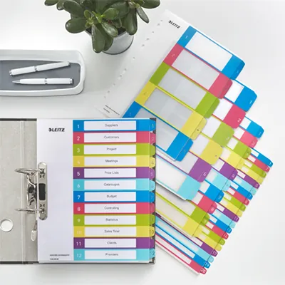 Intercalaires imprimables A4 maxi 6 touches multicolores polypropylène - WOW Leitz - Intercalaires classeur, Trieurs documents-3