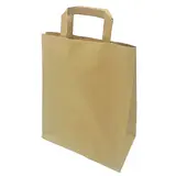 Sac papier kraft brun poignées plates 26+14x32 cm - Sac papier kraft - Paquet de 50 - Sacs kraft brun poignées plates