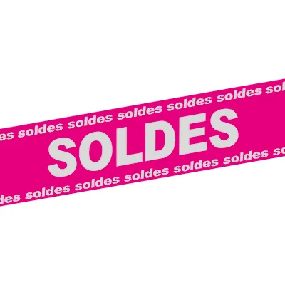 Banderole Soldes 15 cm x 10 m rose/argent plastique - Affichage Soldes - Banderoles soldes et déstockage-2