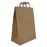 Sac papier kraft brun poignées plates 32+17x44 cm - Sac papier kraft - Paquet de 250 - Sacs kraft brun poignées plates