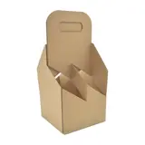 Porte-bouteilles carton kraft 4 bières 33 cl 13 x 13 x 29 cm - Boîte bouteilles de bière - Panier bières - Brun - Lot de 20