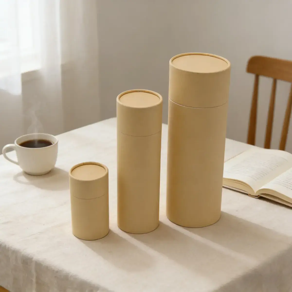 Boîte cylindrique carton kraft 2200 ml ø 10 x H 30 cm – Boîte ronde carton - Tube carton - Brun - Lot de 4 - Boites cloches-4