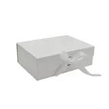 Boites cadeau carton blanches avec ruban 33,5x26x15cm – Paquet de 5 - Boites cadeaux carton pliables