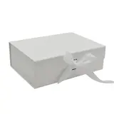 Boites cadeau carton blanches avec ruban 39x28x17,5cm – Paquet de 5 - Boites cadeaux carton pliables