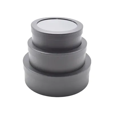 Boîtes rondes noires fenêtre 25x8cm – Paquet de 4 - Boites cloches-3