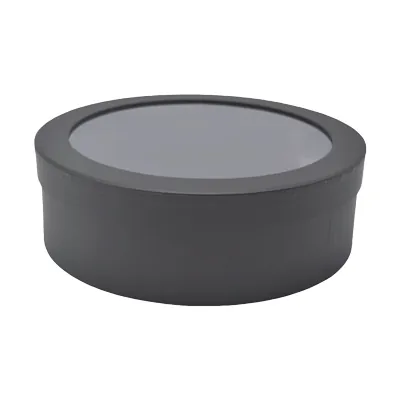 Boîtes rondes noires fenêtre 25x8cm – Paquet de 4 - Boites cloches-4