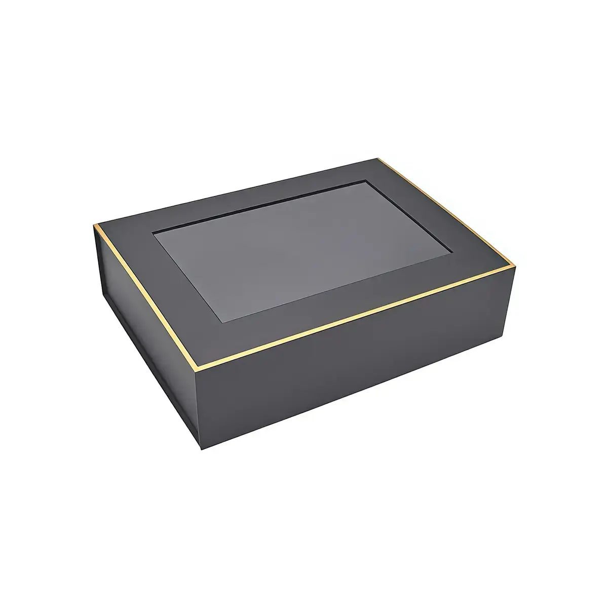 Boîtes aimantées noires liseré or fenêtre 30,6x23x8cm – Paquet de 5 - Boites aimantées
