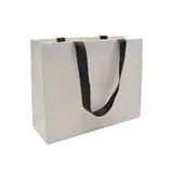 Sacs pelliculés blancs à poignées ruban noires – 38 x 12 x 28 cm – Paquet de 10 - Sacs pelliculés unis, poignées ruban