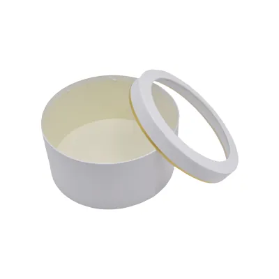 Boîtes rondes blanches liseré or fenêtre 22,5x11cm – Paquet de 2 - Boites cloches-3