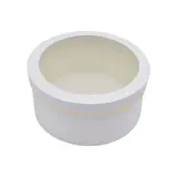Boîtes rondes blanches liseré or fenêtre 24,2x12cm – Paquet de 2 - Boites cloches