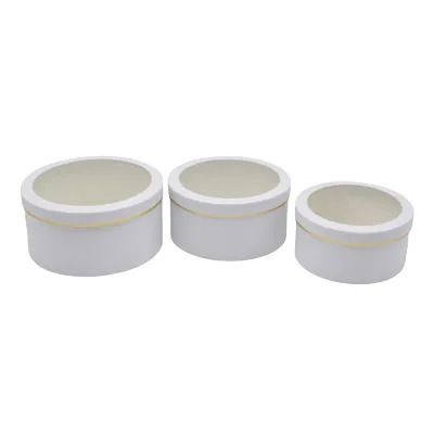 Boîtes rondes blanches liseré or fenêtre 24,2x12cm – Paquet de 2 - Boites cloches-2
