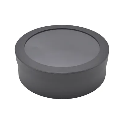 Boîte ronde carton à fenêtre ø 18 x 6 cm - Coffret carton rond - Noir - Lot de 4 - Boites cloches