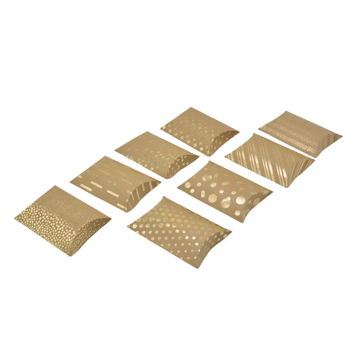 Boîte berlingot kraft rayures de pois or dorés à chaud 11x9 cm – Lot de 20 - Boites berlingots-3