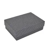 Boîte cadeau cloche rectangulaire noire à pois argentés 17x12x5,5cm – Paquet de 10 - Boites cloches