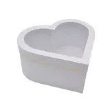 Boîte cœur en carton avec fenêtre, blanc avec liseré doré 28,5 x 26,3 x13 cm - Lot de 2 - Sacs cadeaux Saint-Valentin, Pochettes cadeaux Saint-Valentin