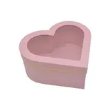 Boîte cœur en carton avec fenêtre, rose avec liseré doré 28,5 x 26,3 x13 cm - Lot de 2 - Sacs cadeaux Saint-Valentin, Pochettes cadeaux Saint-Valentin
