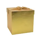 Boîte cadeau carrée gaufrée or avec nœud satin 22 x 22 x 22 cm – Lot de 5 - Boites cloches