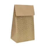 Pochette cadeau papier kraft à rabat motif chevrons dorés 9,5x6,5x16,2 cm – Sachet cadeau - Paquet de 20