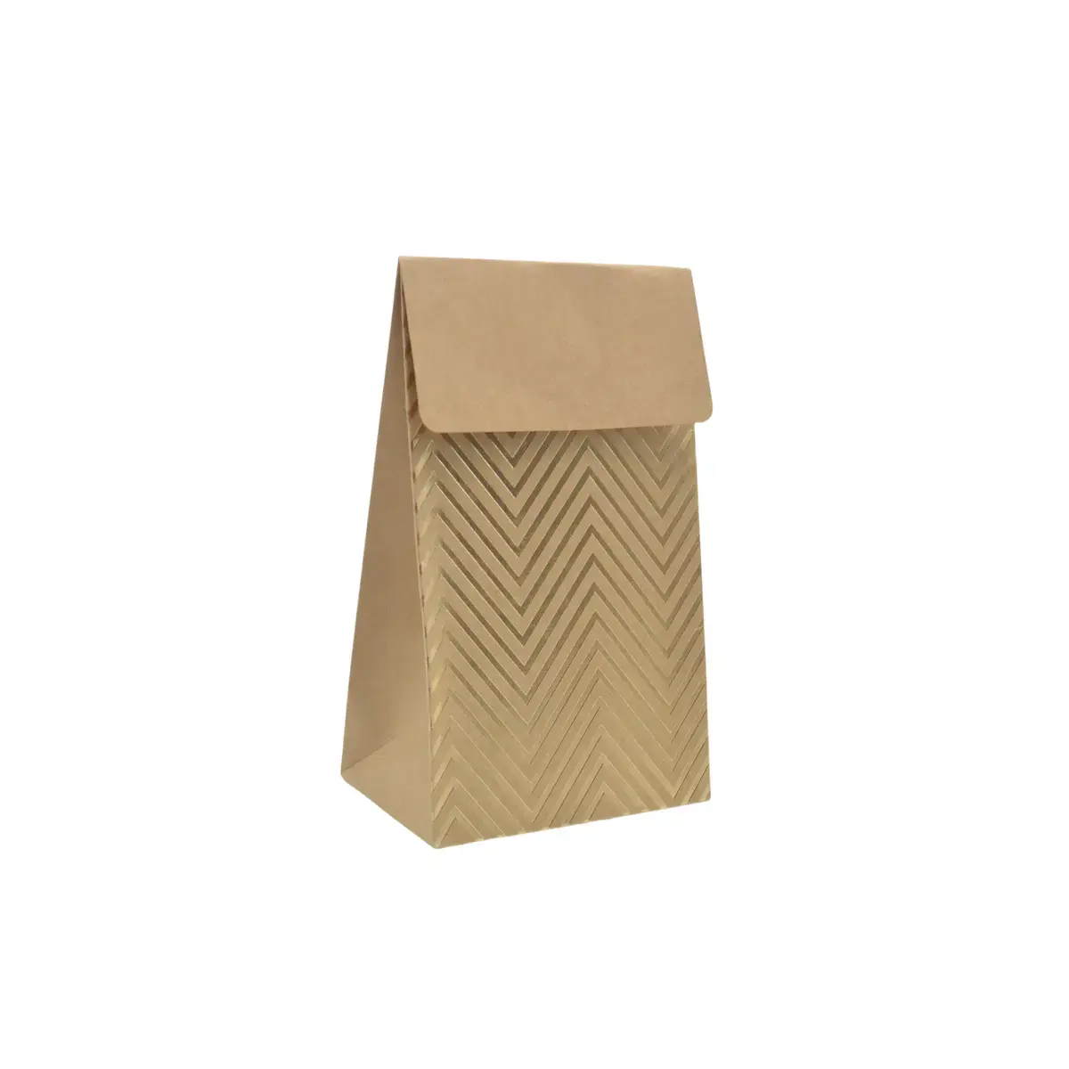 Pochette cadeau papier kraft à rabat motif chevrons dorés 8x4,5x11 cm – Sachet cadeau - Paquet de 20 - Pochettes cadeaux luxe
