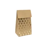 Pochette cadeau papier kraft à rabat motif étoiles dorées 8x4,5x11 cm – Sachet cadeau - Paquet de 20