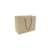 Sac kraft luxe en papier de bambou brun à poignées cordelières noires L 14 x P 6,5 x H 11 cm - Paquet de 20 - Sacs kraft luxe