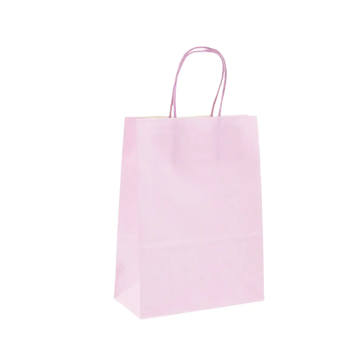 Sac kraft rose pastel poignées torsadées 12+6x15 cm 117g/m² – Paquet de 100 - Sacs kraft couleur poignées torsadées