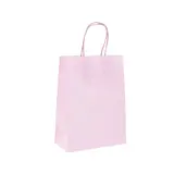 Sac kraft rose pastel poignées torsadées 12+6x15 cm 117g/m² – Paquet de 100 - Sacs kraft couleur poignées torsadées