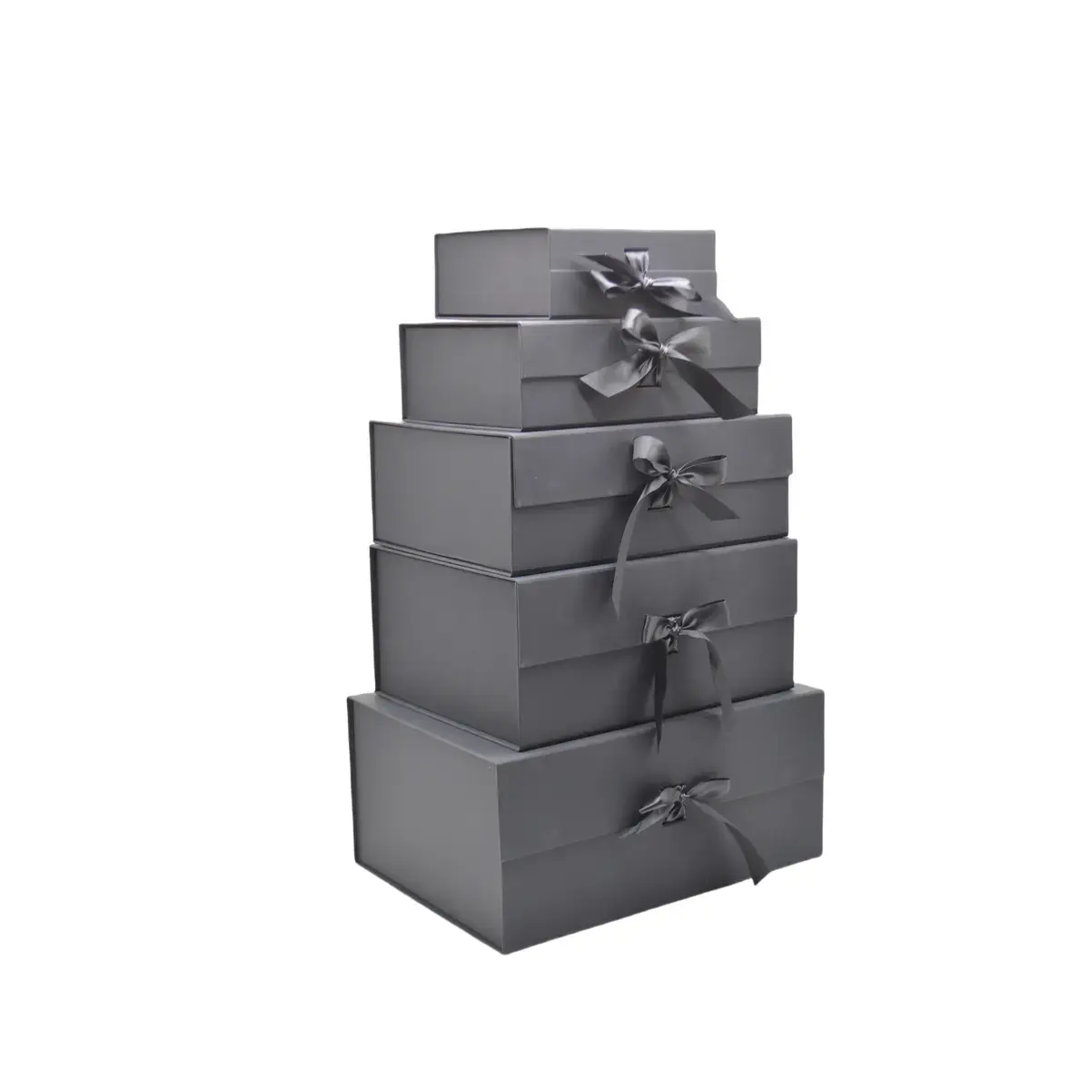 Boites cadeaux carton pliables noires avec ruban 33,5x26x15cm – Paquet de 5 - Boites cadeaux carton pliables-3