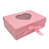 Boites cadeaux carton roses avec fenêtre cœur et ruban 28,2x20,2x9,2cm – Paquet de 5 - Sacs cadeaux Saint-Valentin, Pochettes cadeaux Saint-Valentin