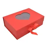 Boites cadeaux carton rouges avec fenêtre cœur et ruban 28,2x20,2x9,2cm – Paquet de 5 - Sacs cadeaux Saint-Valentin, Pochettes cadeaux Saint-Valentin