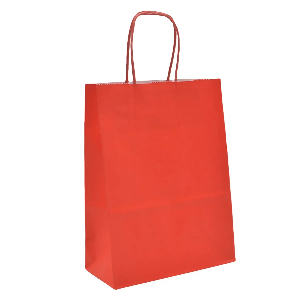 Sacs kraft rouge poignées torsadées assorties 35+14x42,5 cm – Paquet de 50 - Sacs kraft couleur poignées torsadées