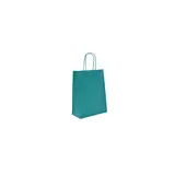 Sacs kraft bleu Wendy poignées torsadées assorties 12+6x15 cm – Paquet de 100 - Sacs kraft couleur poignées torsadées