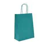 Sacs kraft bleu Wendy poignées torsadées assorties 26+12x33 cm – Paquet de 100 - Sacs kraft couleur poignées torsadées