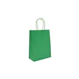 Sacs kraft vert poignées torsadées 16+8x22 cm – Paquet de 100 - Sacs kraft couleur poignées torsadées