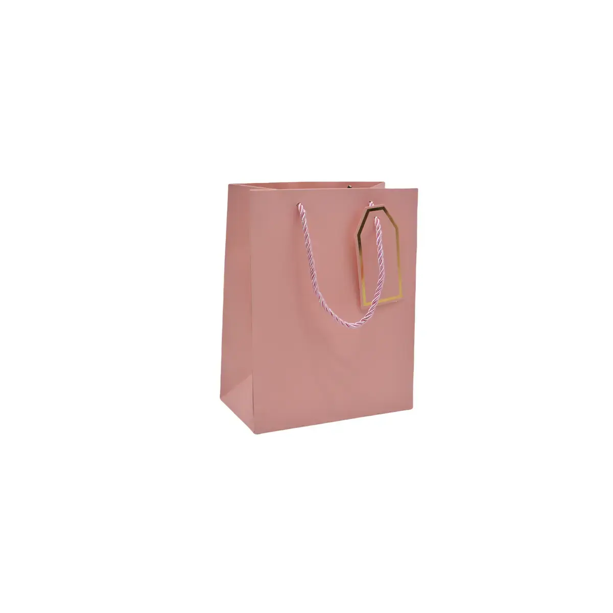 Sacs pelliculés rose mat poignées cordelette 12+7x15 cm 210g/m² – Paquet de 20 - Sacs pelliculés poignées cordelette